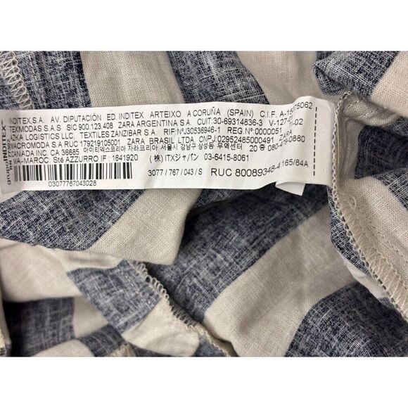 Zara Womens Shirt Dress Size S Navy Blue White Striped Midi Linen 3077/767 NWT - Picture 8 of 10